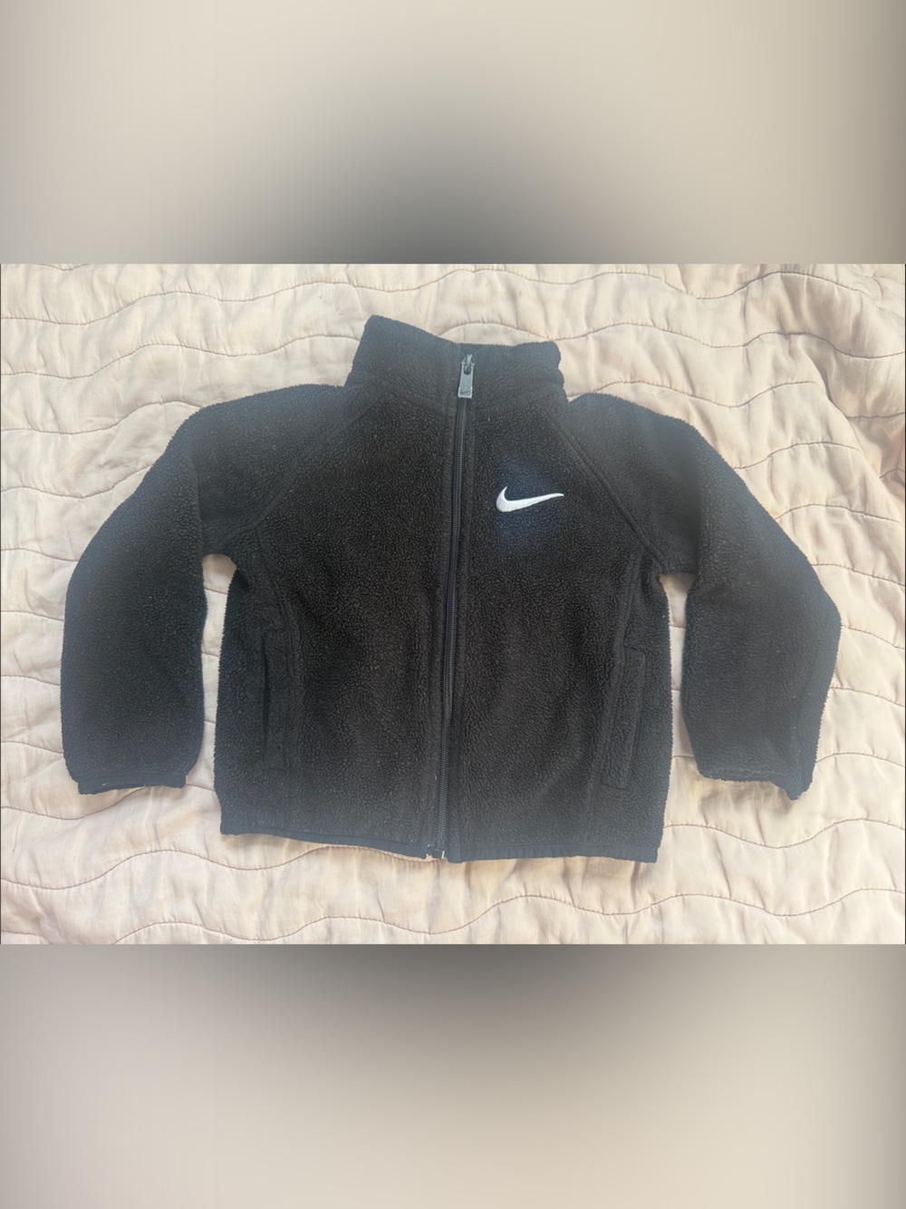 Nike Black Kids' Fleece Zip-Up Jacket with White Swoosh
